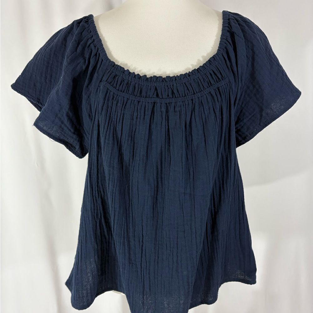 Time & Tru Navy Bell Sleeve Top